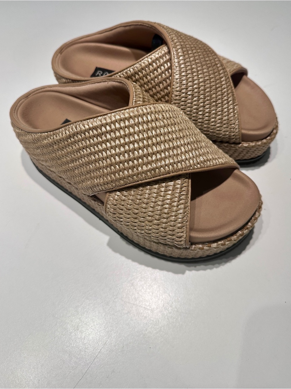 ROAM Cross Stack Raffia Sandals